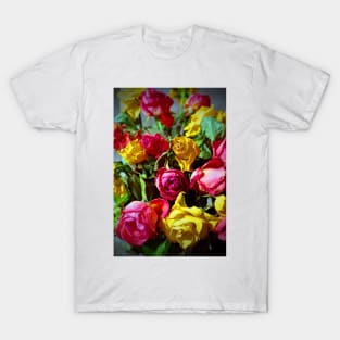 Yellow Pink And Red Rose's Summer Flowers T-Shirt